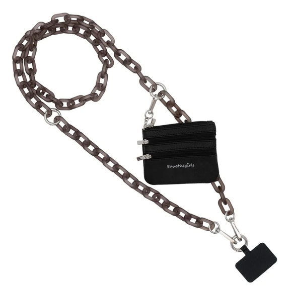 Save The Girls Handbags - Save The Girls Black Clip And Go Ice Chain With Zippered Pouch And Phone Carrier